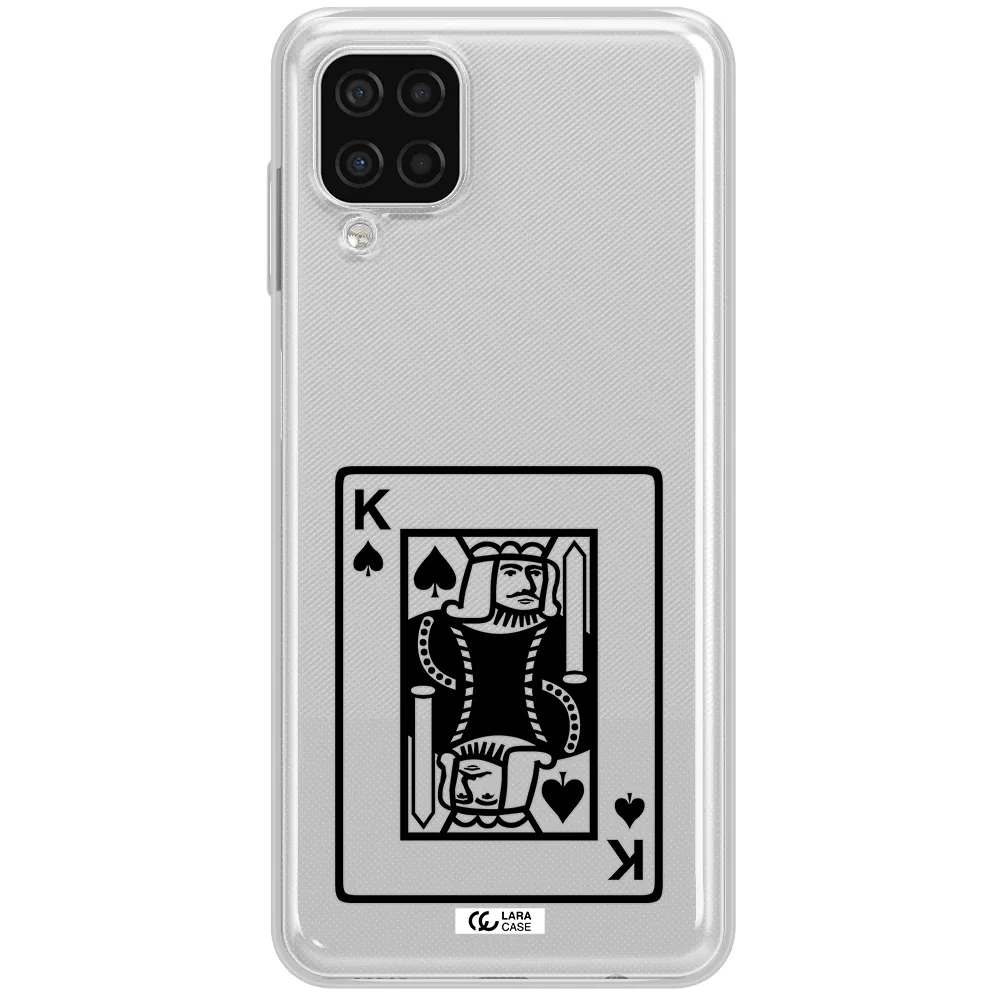a black and white card with a man in a crown Samsung A12 4g Clear TPU Case