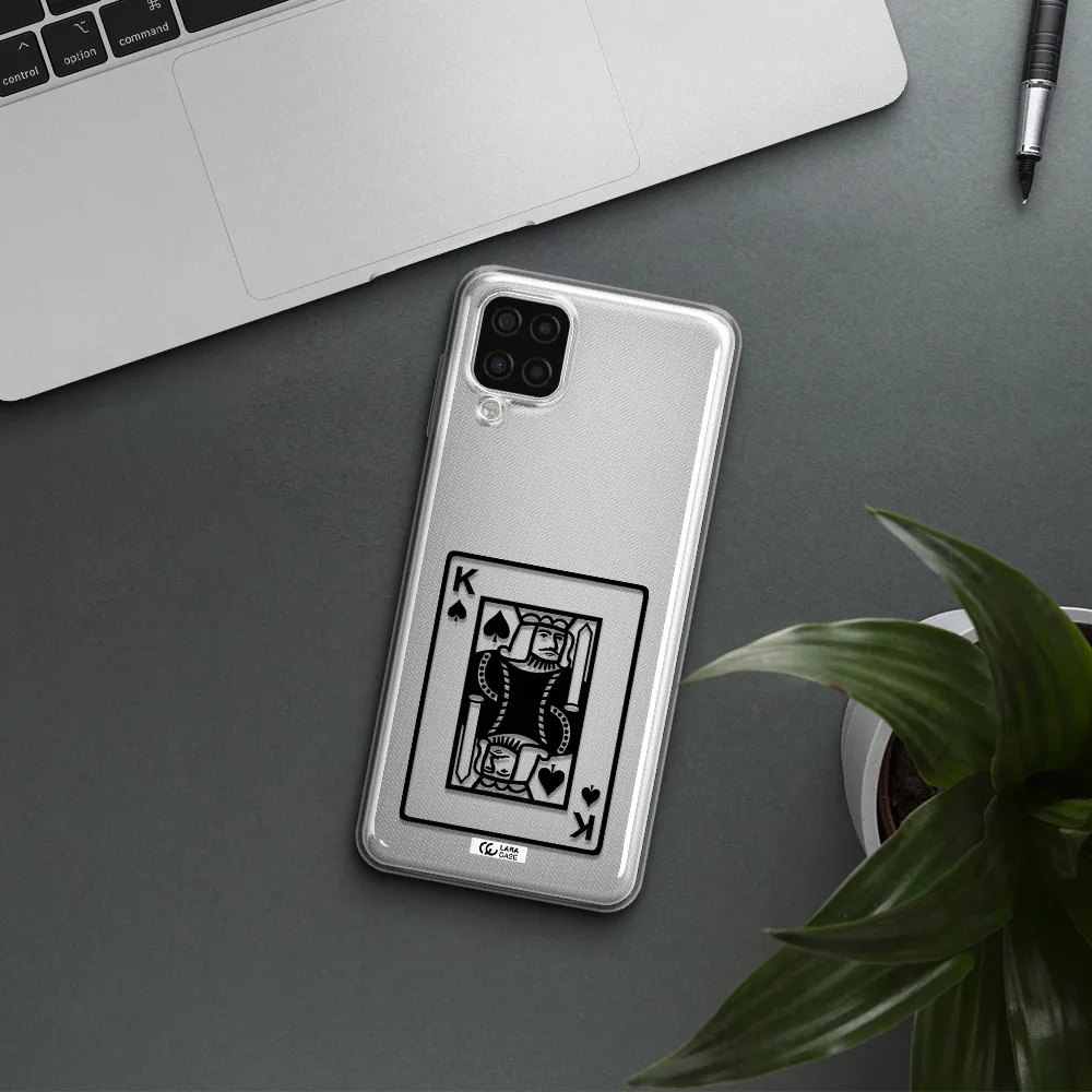 a black and white card with a man in a crown Samsung A12 4g Clear TPU Case