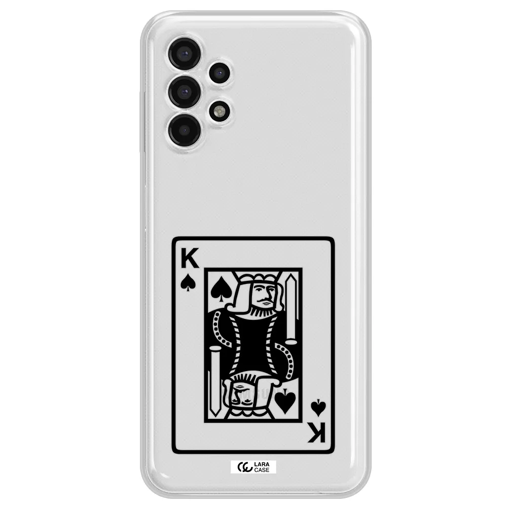 a black and white card with a man in a crown Samsung A13 4g Clear TPU Case