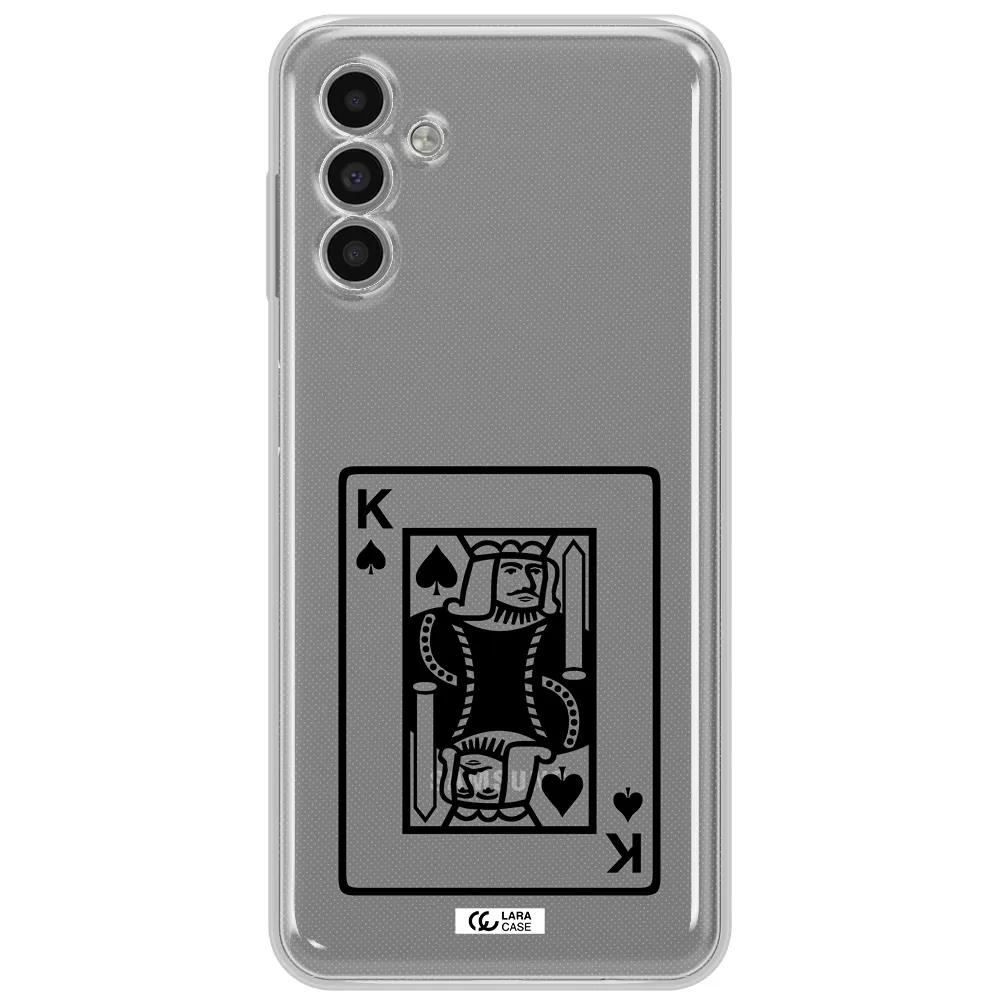 A Black And White Card With A Man In A Crown Samsung A13 5G Clear Tpu Case