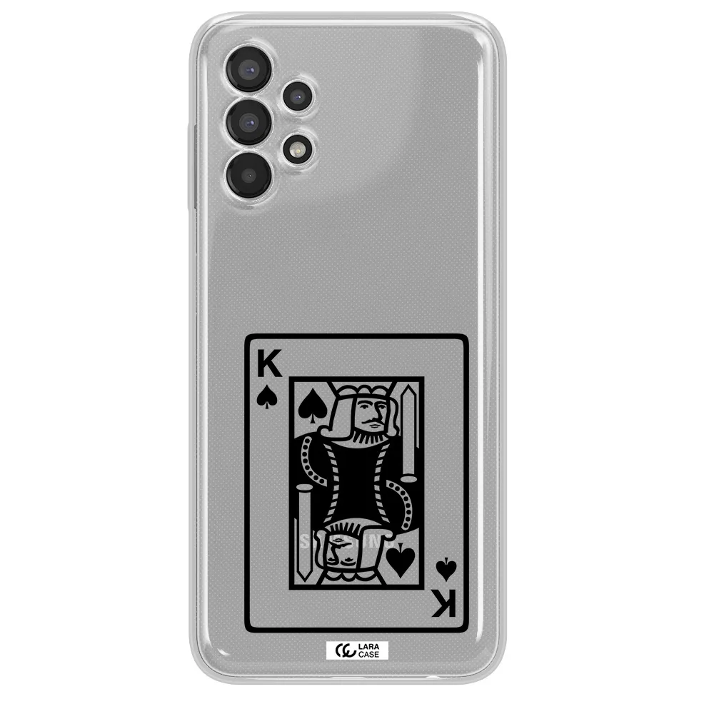 a black and white card with a man in a crown Samsung A13 Clear TPU Case