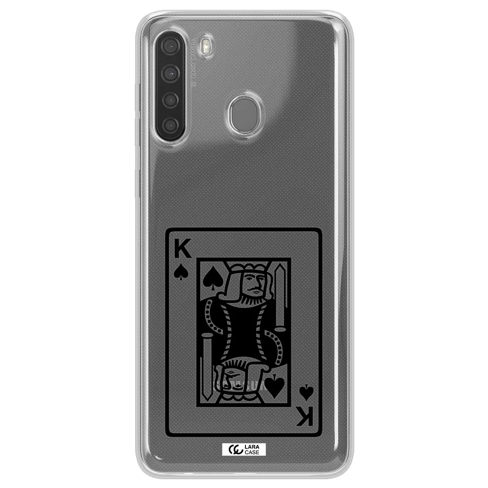 a black and white card with a man in a crown Samsung A21 Clear TPU Case