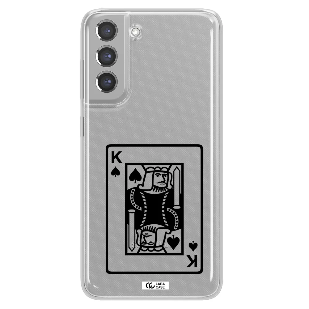 a black and white card with a man in a crown Samsung A21 Fe Clear TPU Case