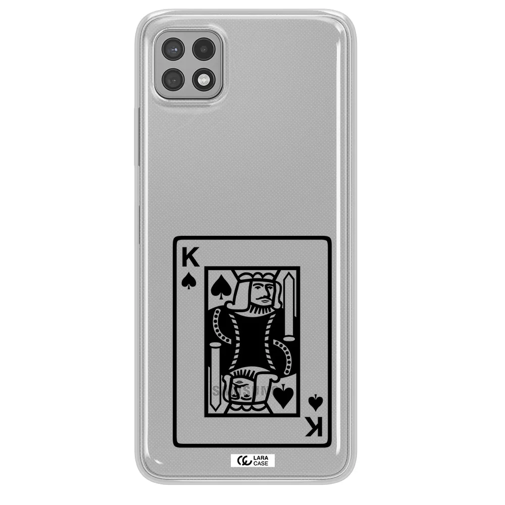 a black and white card with a man in a crown Samsung A22 5g Clear TPU Case