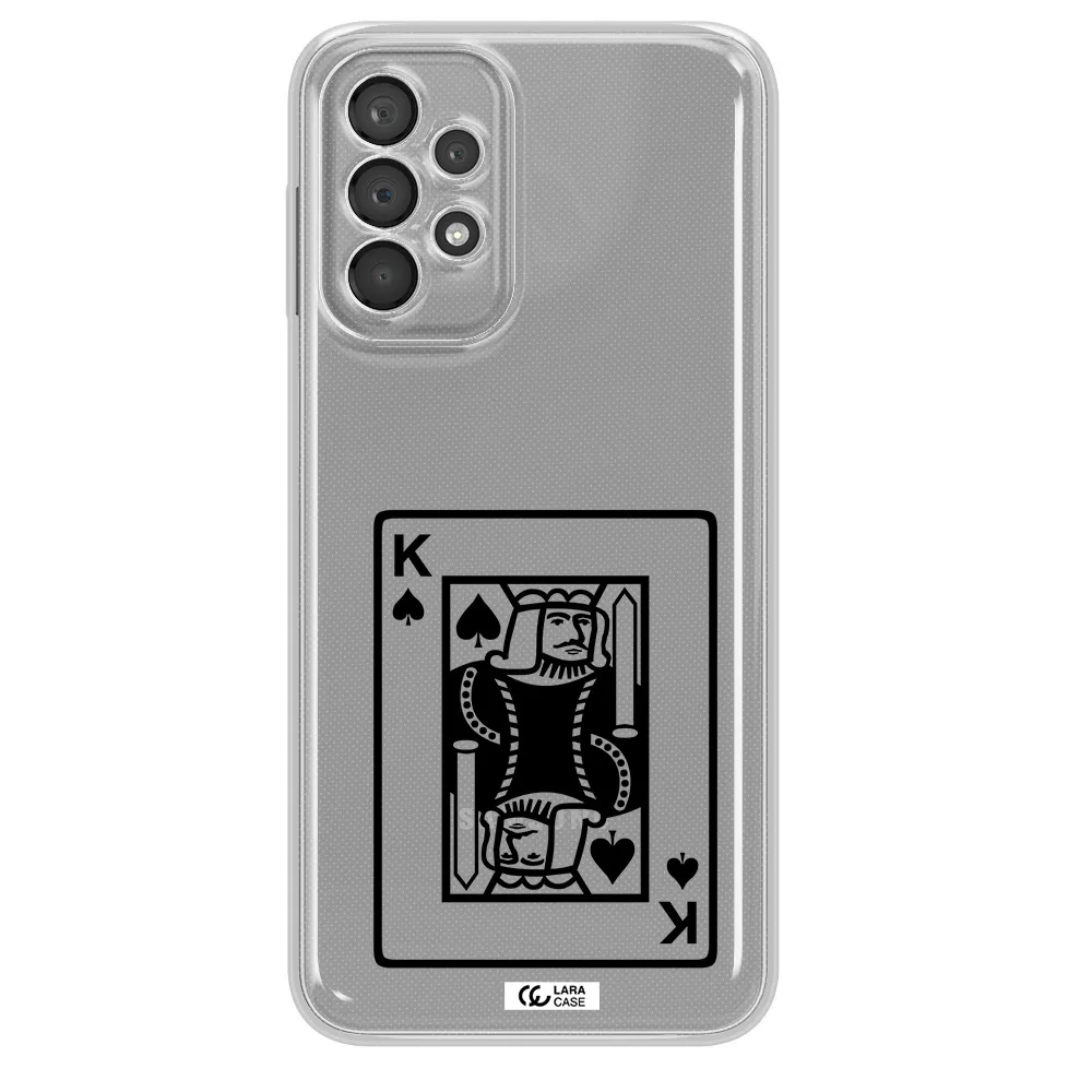 A Black And White Card With A Man In A Crown Samsung A23 5G Clear Tpu Case