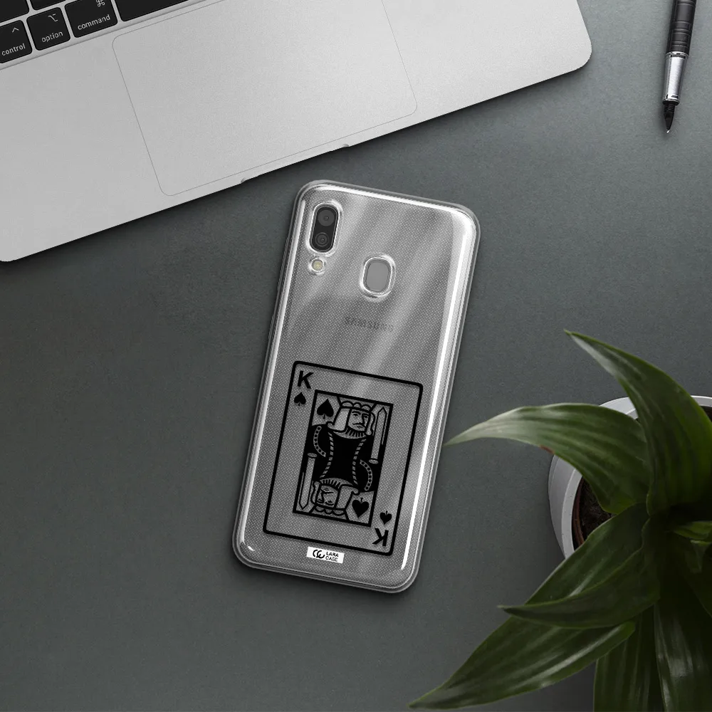 a black and white card with a man in a crown Samsung A30 Clear TPU Case