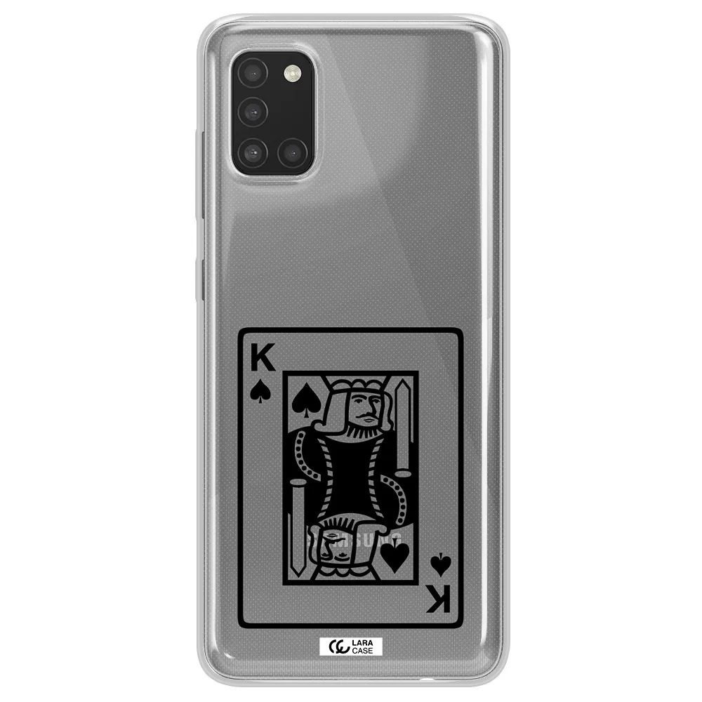 a black and white card with a man in a crown Samsung A31 Clear TPU Case