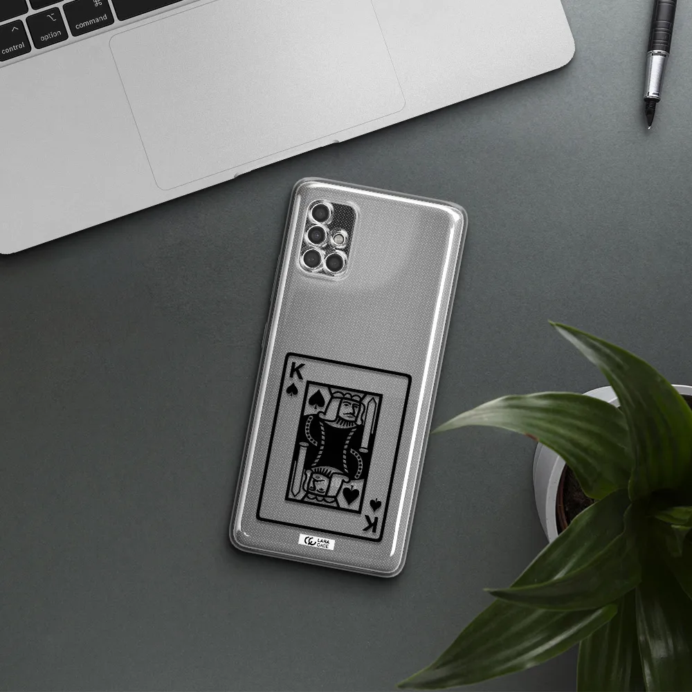 A Black And White Card With A Man In A Crown Samsung A40S Clear Tpu Case