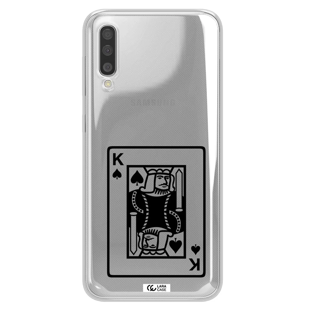 a black and white card with a man in a crown Samsung A50 Clear TPU Case