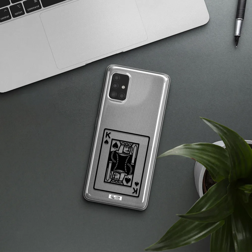 a black and white card with a man in a crown Samsung A51 Clear TPU Case