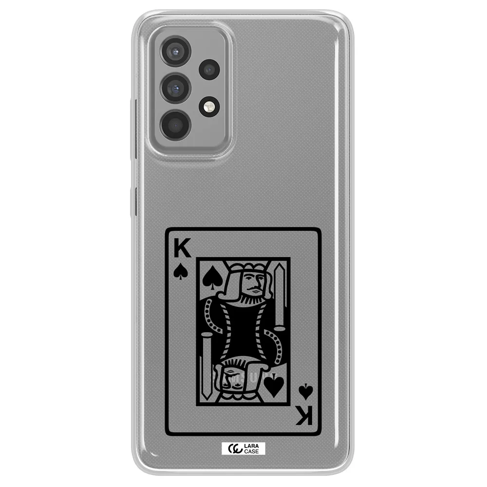 a black and white card with a man in a crown Samsung A52 Clear TPU Case