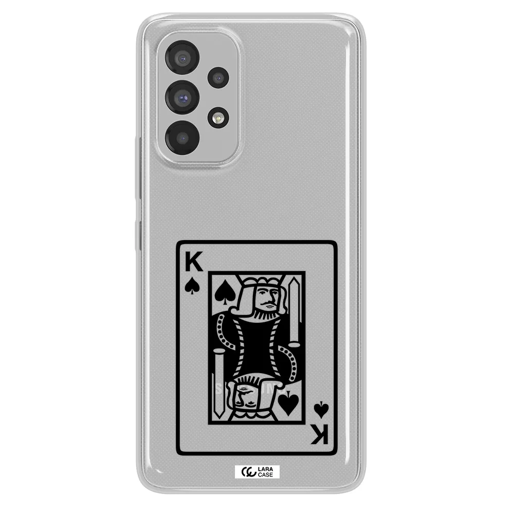 a black and white card with a man in a crown Samsung A53 Clear TPU Case