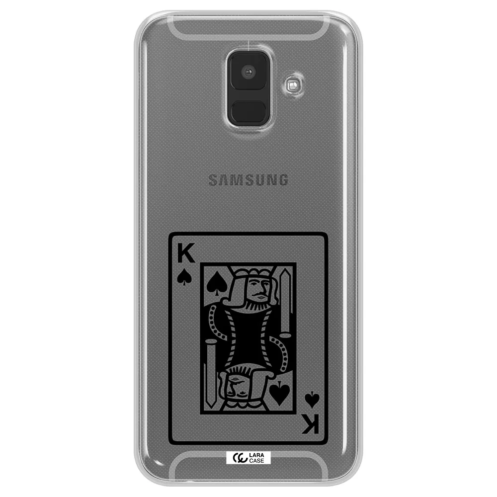 a black and white card with a man in a crown Samsung A6 Clear TPU Case