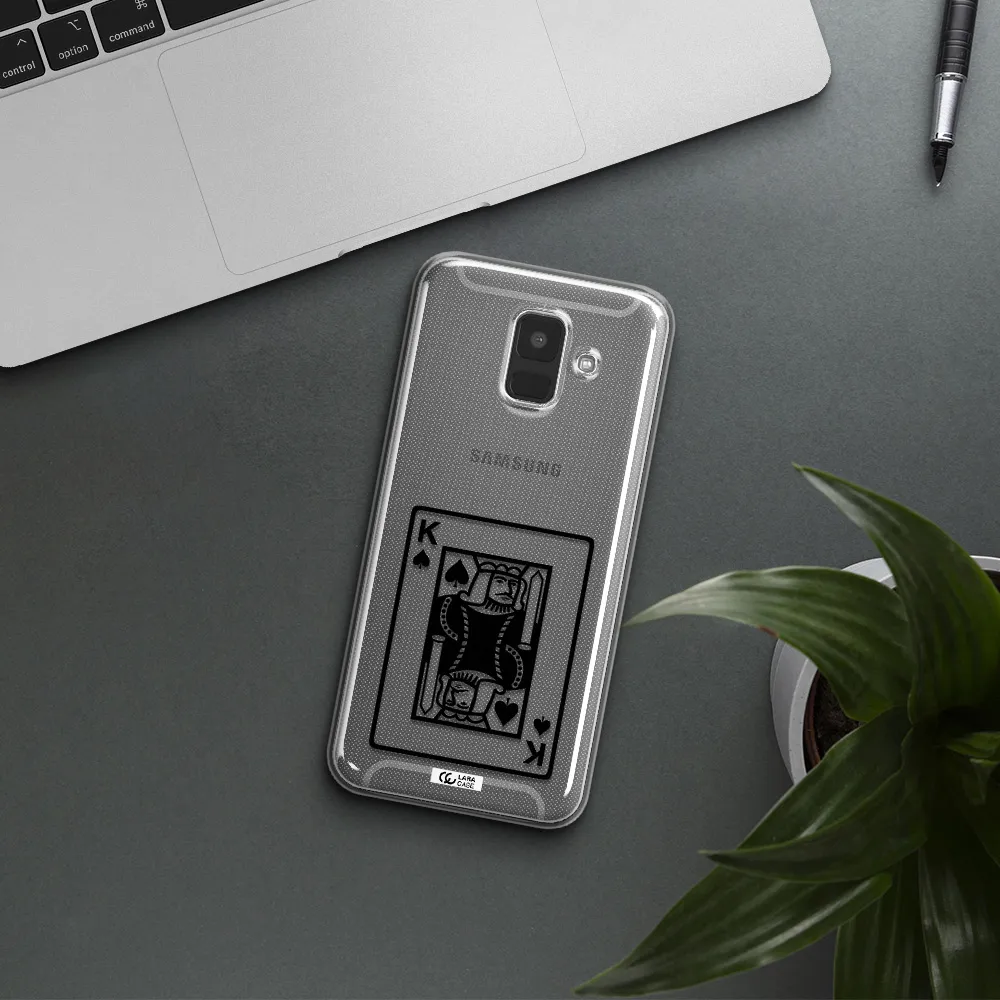 a black and white card with a man in a crown Samsung A6 Clear TPU Case