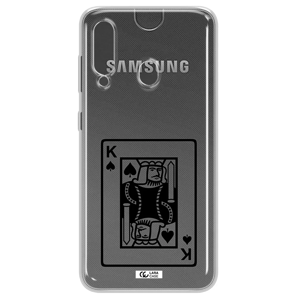 a black and white card with a man in a crown Samsung A60 Clear TPU Case