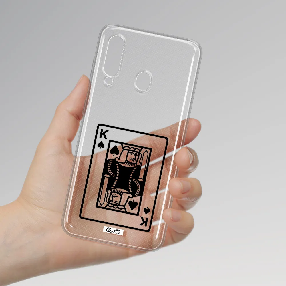 a black and white card with a man in a crown Samsung A60 Clear TPU Case