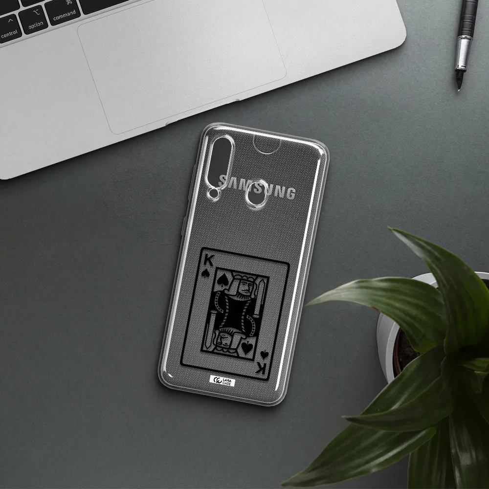 a black and white card with a man in a crown Samsung A60 Clear TPU Case