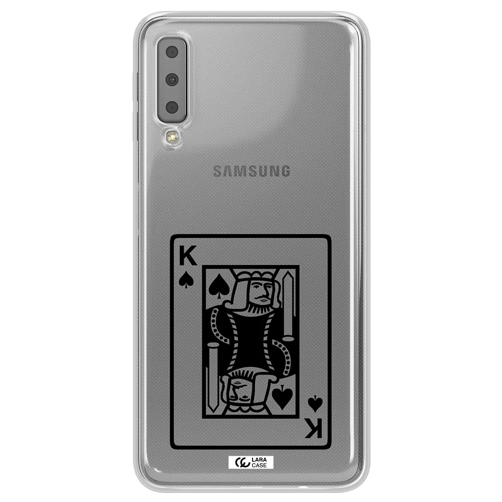 a black and white card with a man in a crown Samsung A7 2018 Clear TPU Case