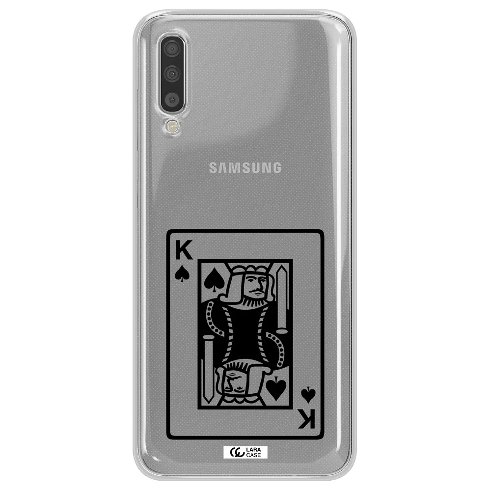 a black and white card with a man in a crown Samsung A70 Clear TPU Case