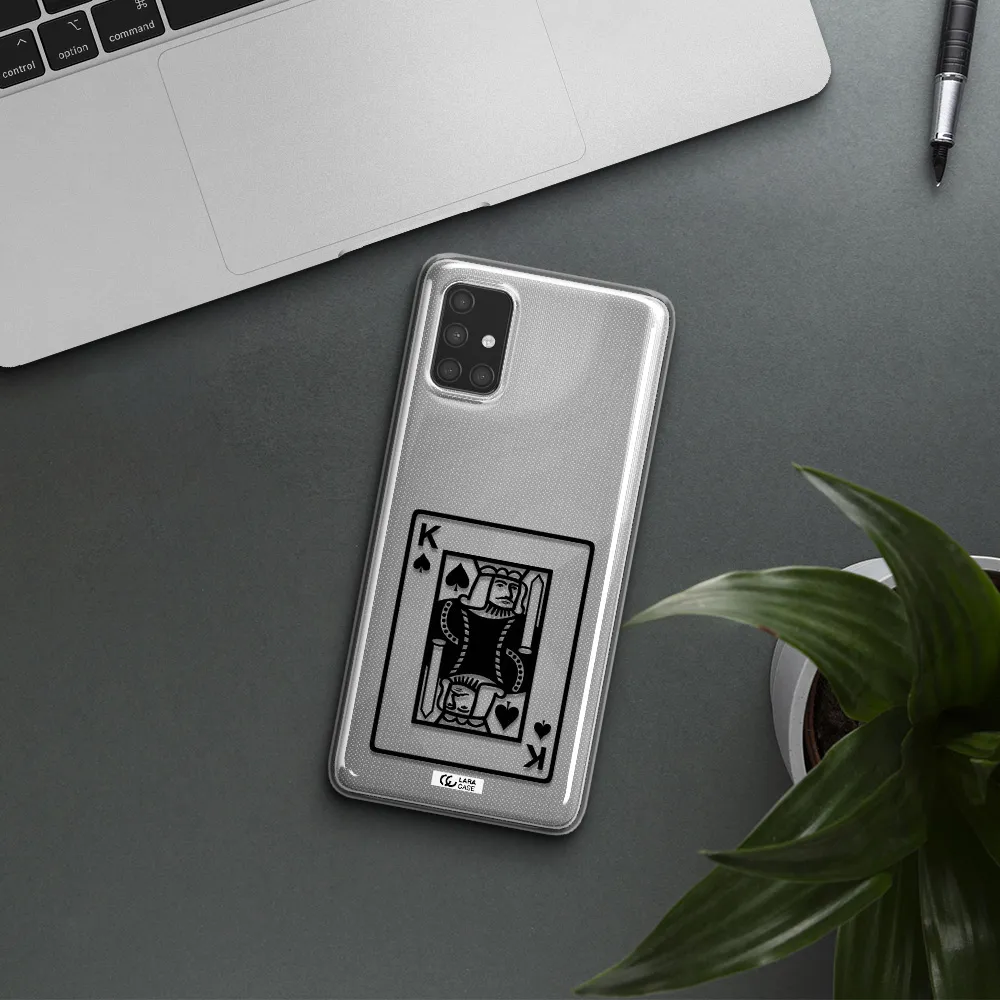 a black and white card with a man in a crown Samsung A71 Clear TPU Case