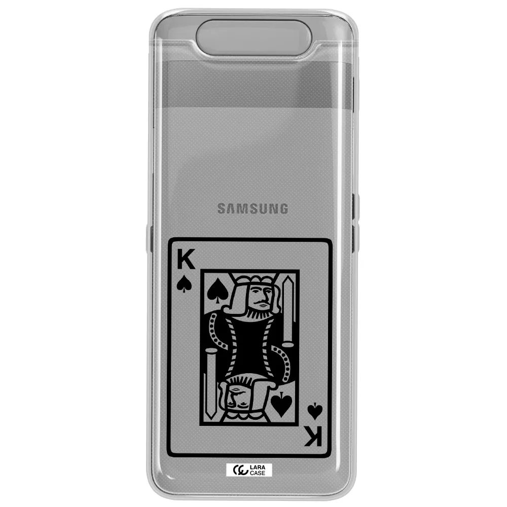 a black and white card with a man in a crown Samsung A80 Clear TPU Case