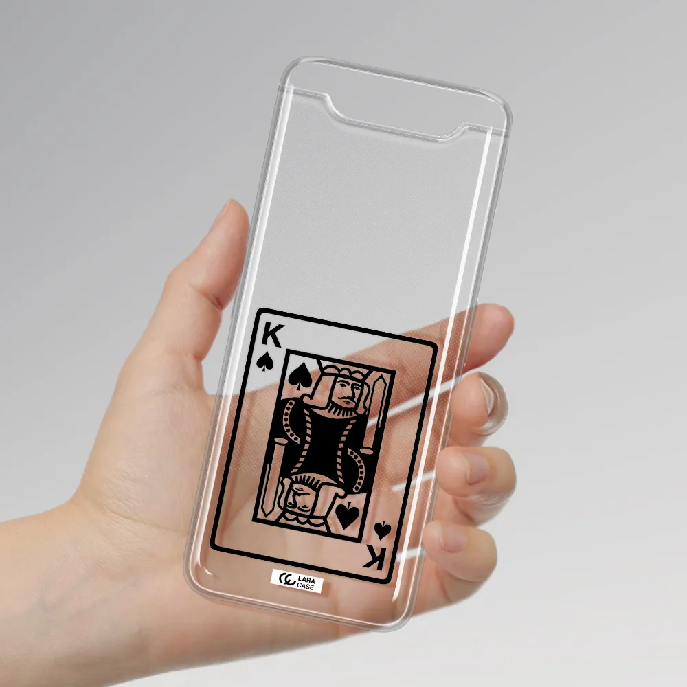 a black and white card with a man in a crown Samsung A80 Clear TPU Case