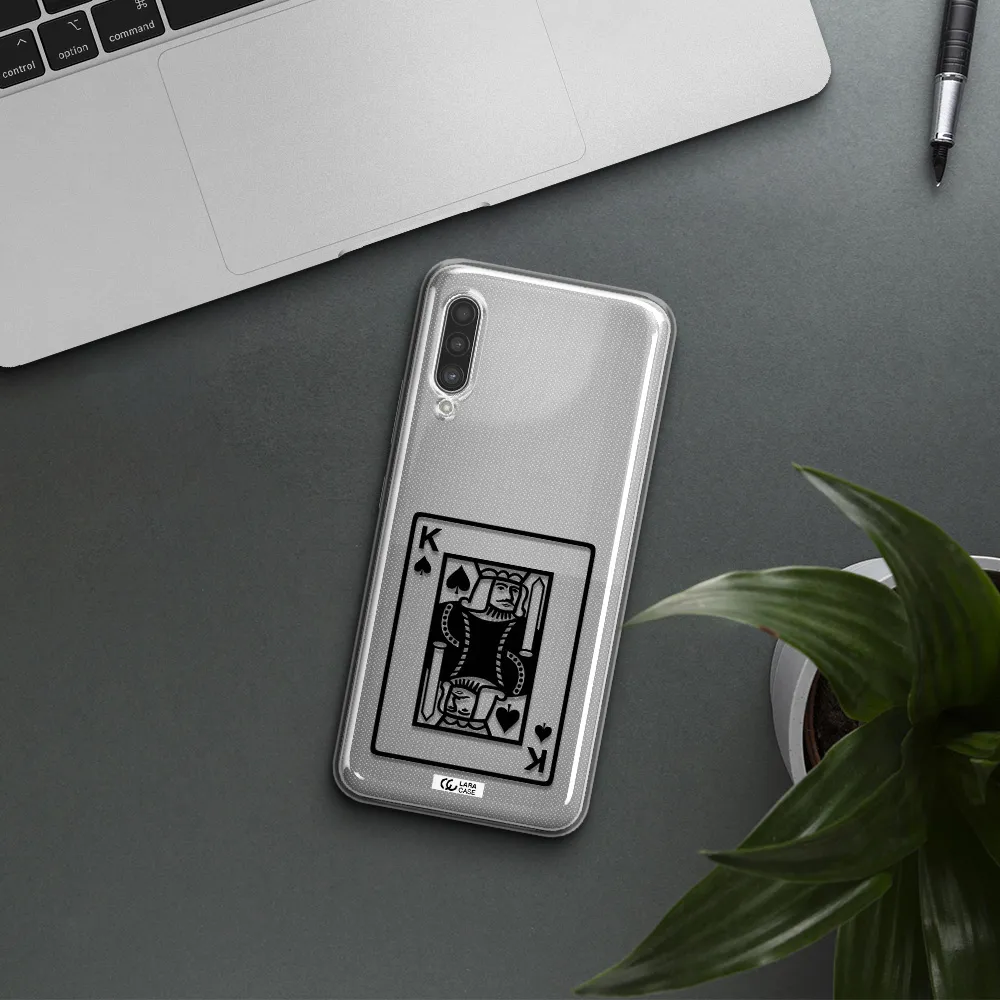 a black and white card with a man in a crown Samsung A90 Clear TPU Case