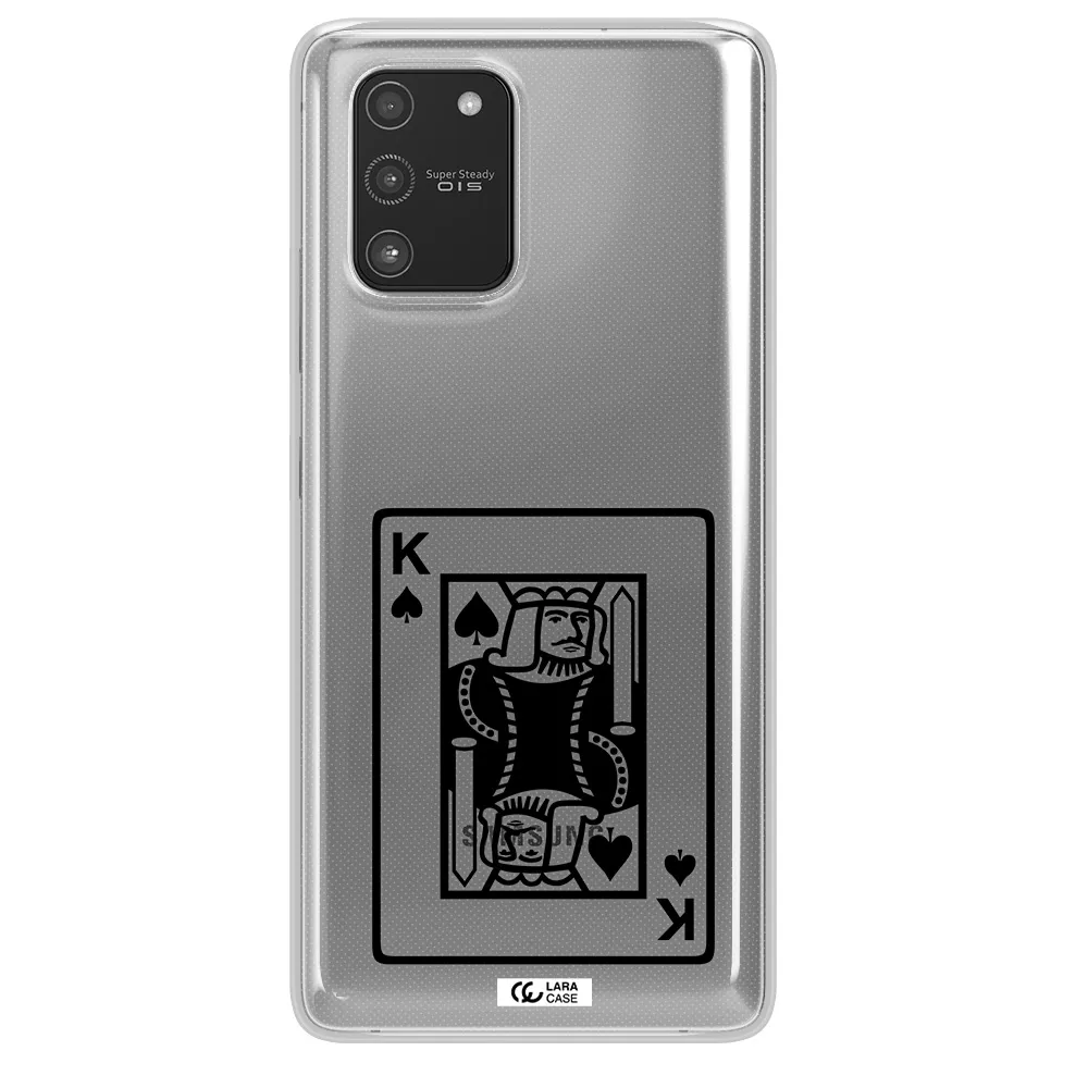 a black and white card with a man in a crown Samsung A91 Clear TPU Case