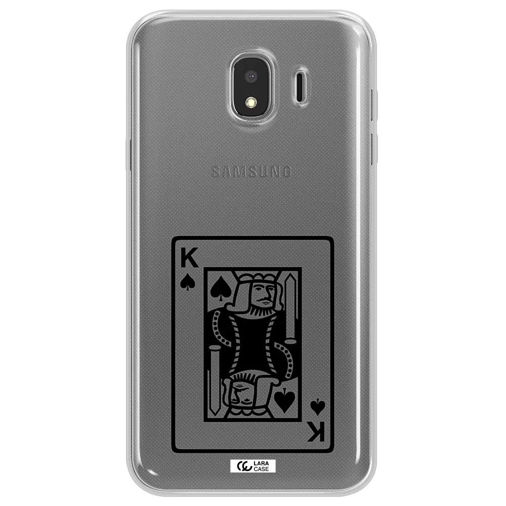 a black and white card with a man in a crown Samsung J4 Clear TPU Case