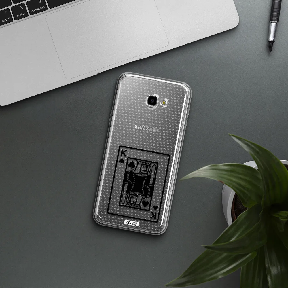 a black and white card with a man in a crown Samsung J4 Plus Clear TPU Case
