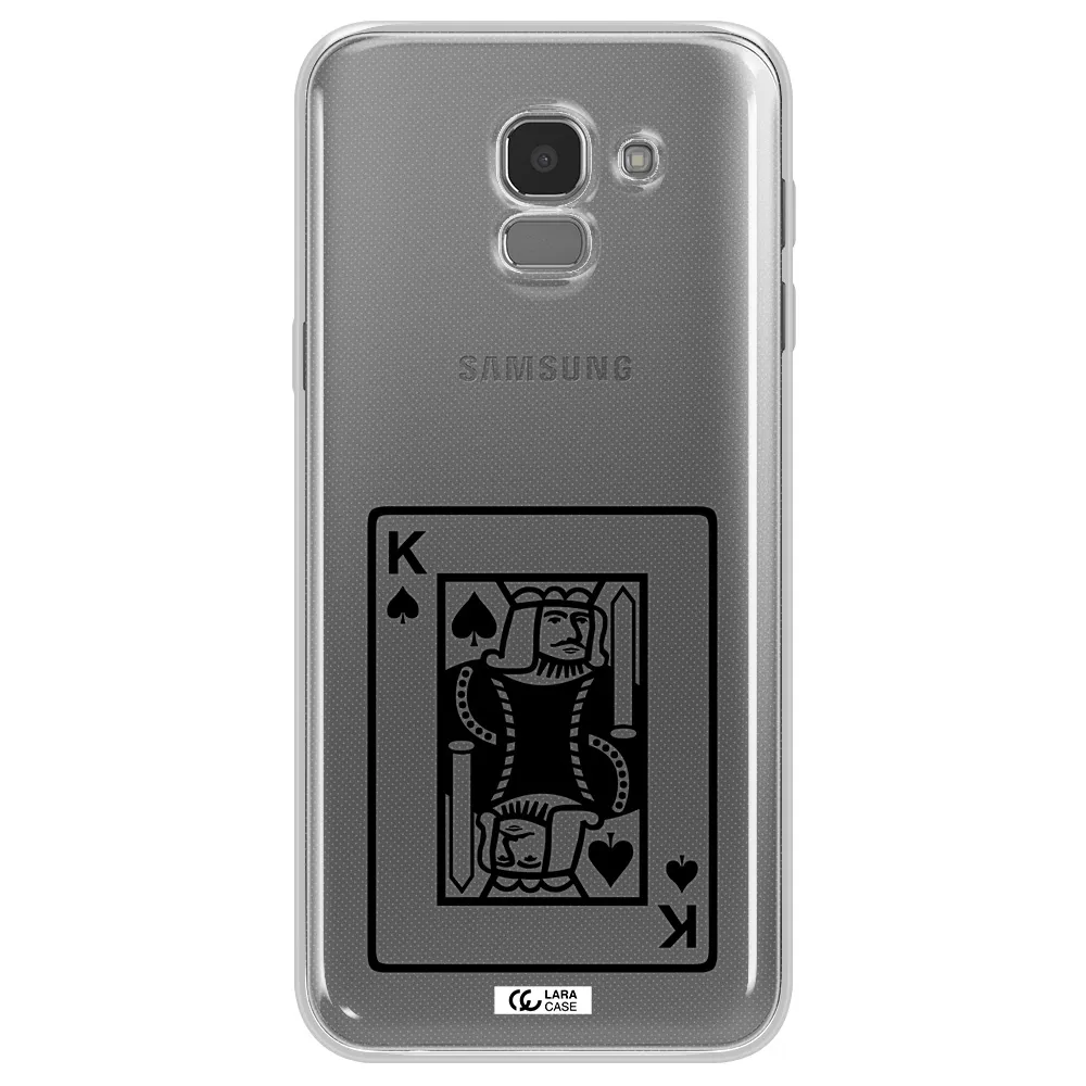 a black and white card with a man in a crown Samsung J6 Clear TPU Case