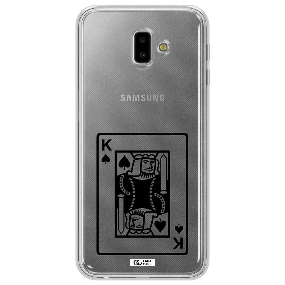a black and white card with a man in a crown Samsung J6 Plus Clear TPU Case