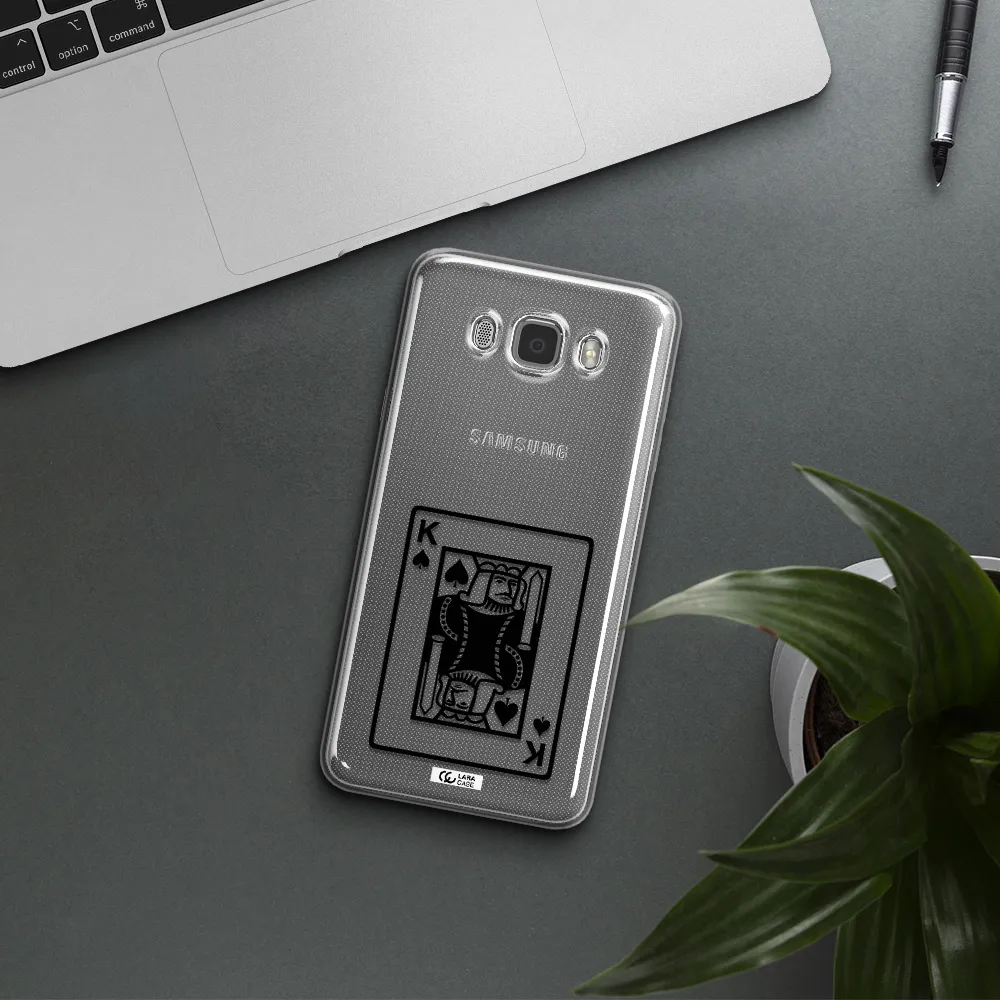 a black and white card with a man in a crown Samsung J7 2016 Clear TPU Case