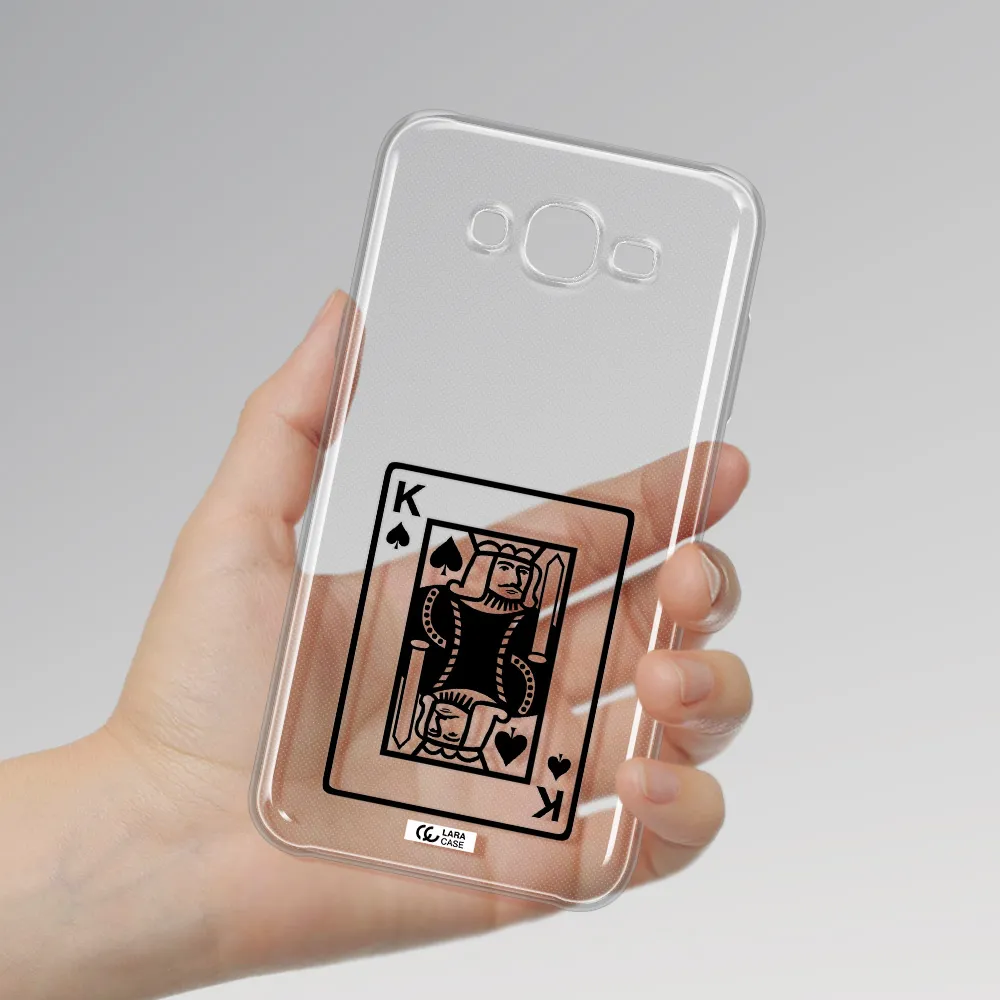 a black and white card with a man in a crown Samsung J7 Clear TPU Case
