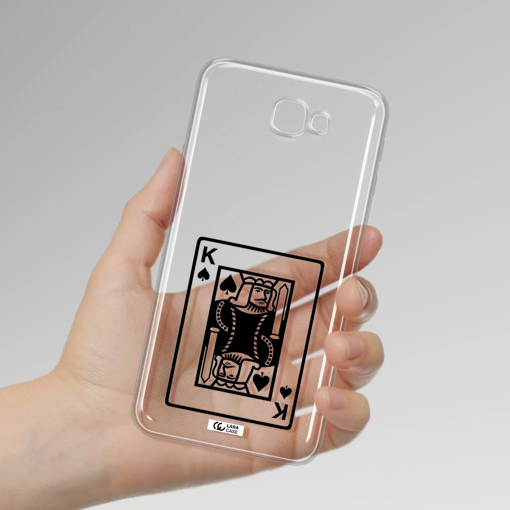 a black and white card with a man in a crown Samsung J7 Prim Clear TPU Case