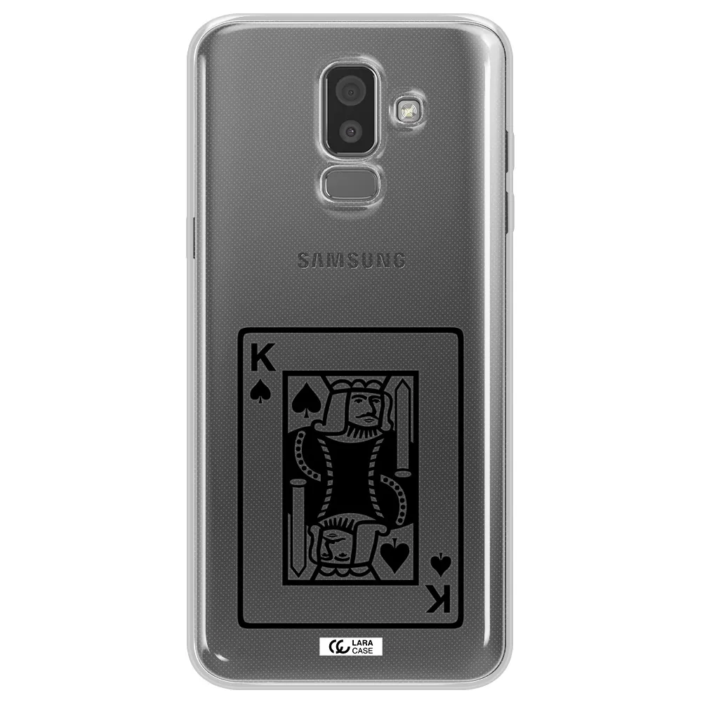 a black and white card with a man in a crown Samsung J8 Clear TPU Case