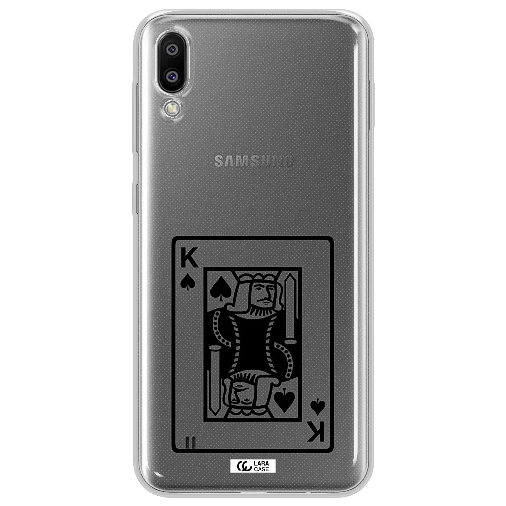 a black and white card with a man in a crown Samsung M10 Clear TPU Case