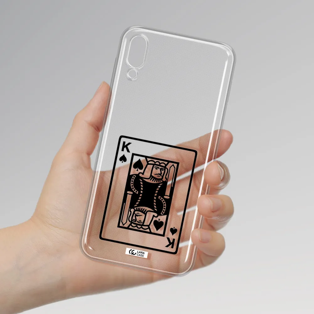 a black and white card with a man in a crown Samsung M10 Clear TPU Case