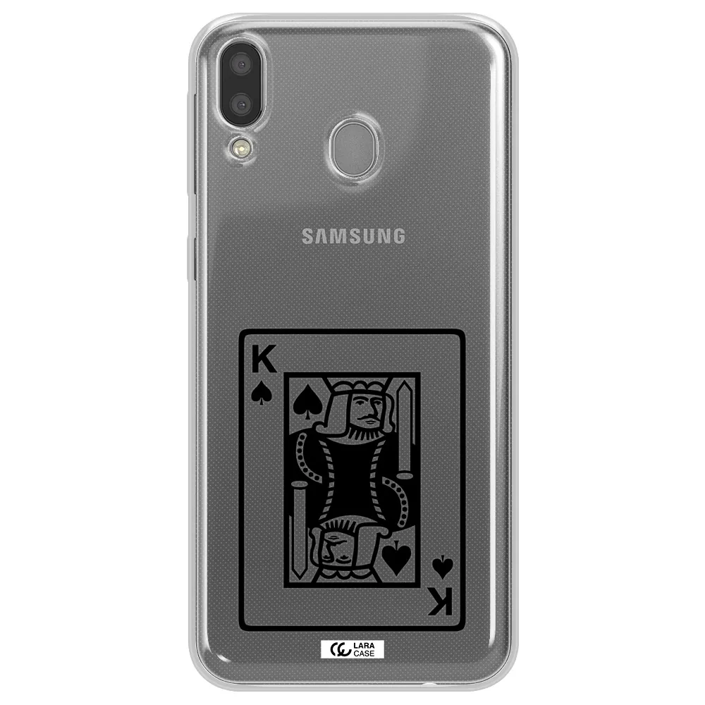 a black and white card with a man in a crown Samsung M20 Clear TPU Case