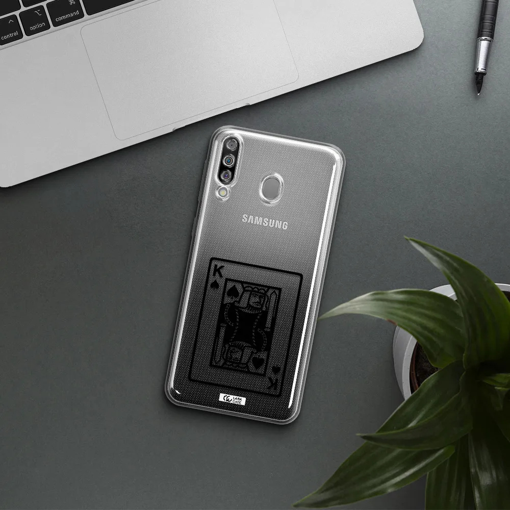 a black and white card with a man in a crown Samsung M30 Clear TPU Case