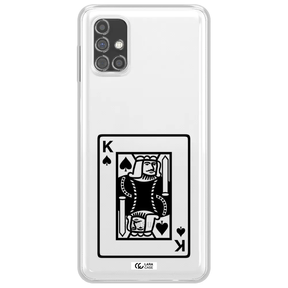 a black and white card with a man in a crown Samsung M31S Clear TPU Case