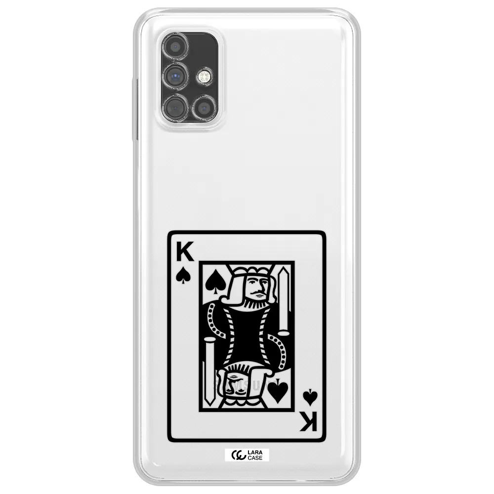 a black and white card with a man in a crown Samsung M51 Clear TPU Case