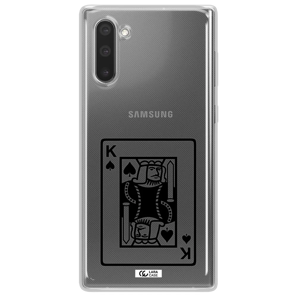a black and white card with a man in a crown Samsung Note 10 Clear TPU Case