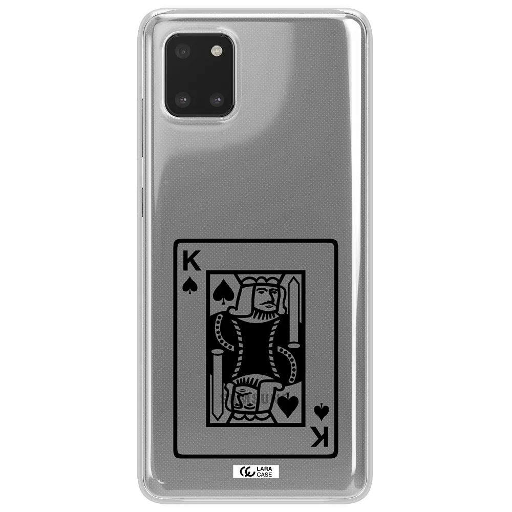 a black and white card with a man in a crown Samsung Note 10 Lite Clear TPU Case