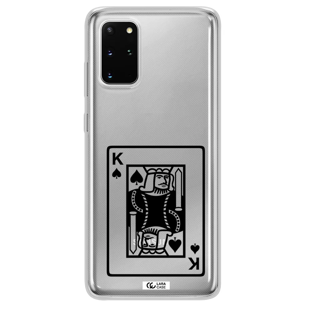 a black and white card with a man in a crown Samsung S 20 Plus Clear TPU Case