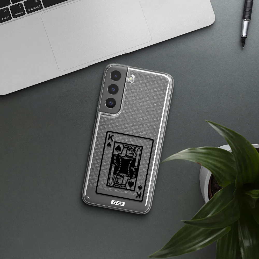 a black and white card with a man in a crown Samsung S 22 Clear TPU Case