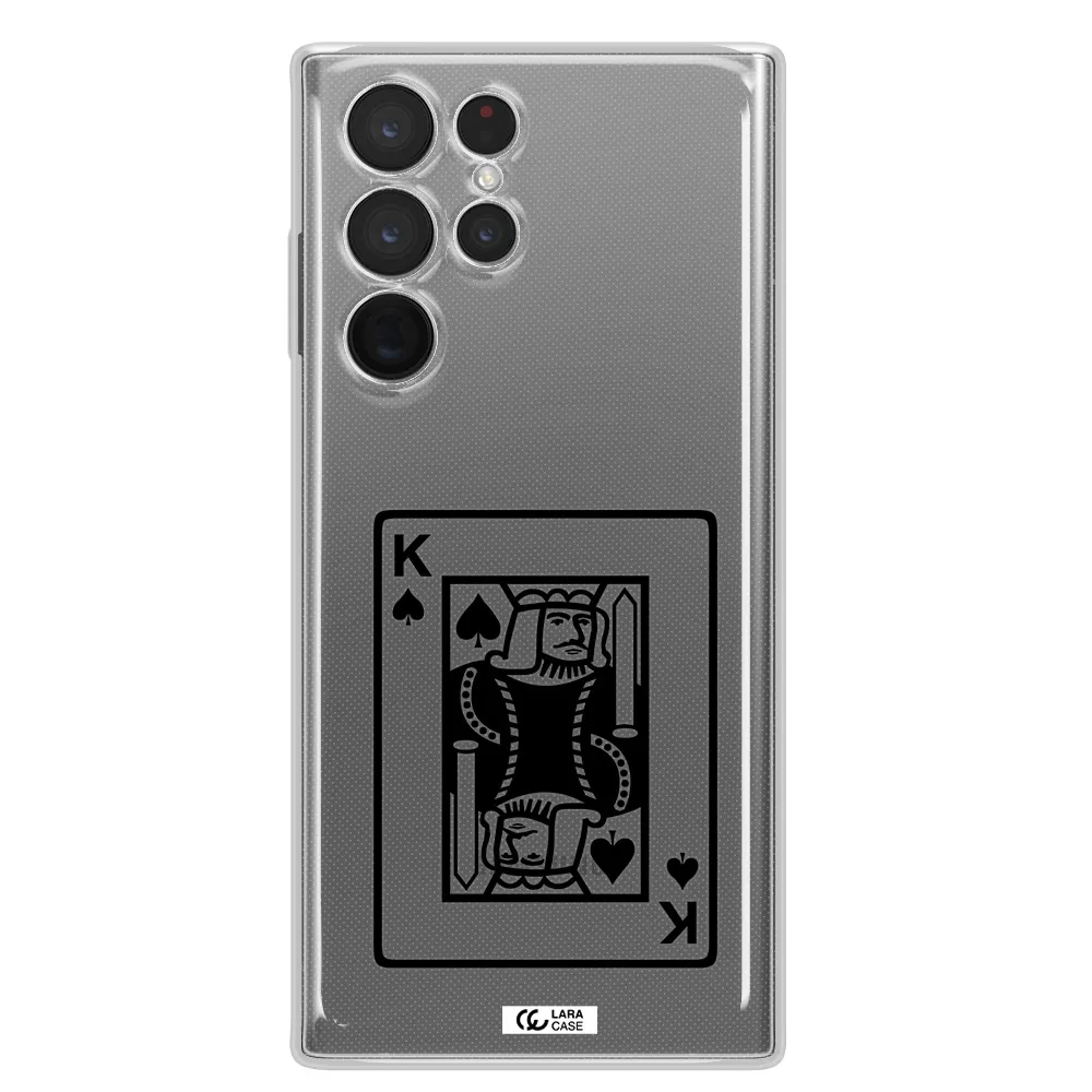 a black and white card with a man in a crown Samsung S 22 Ultra Clear TPU Case