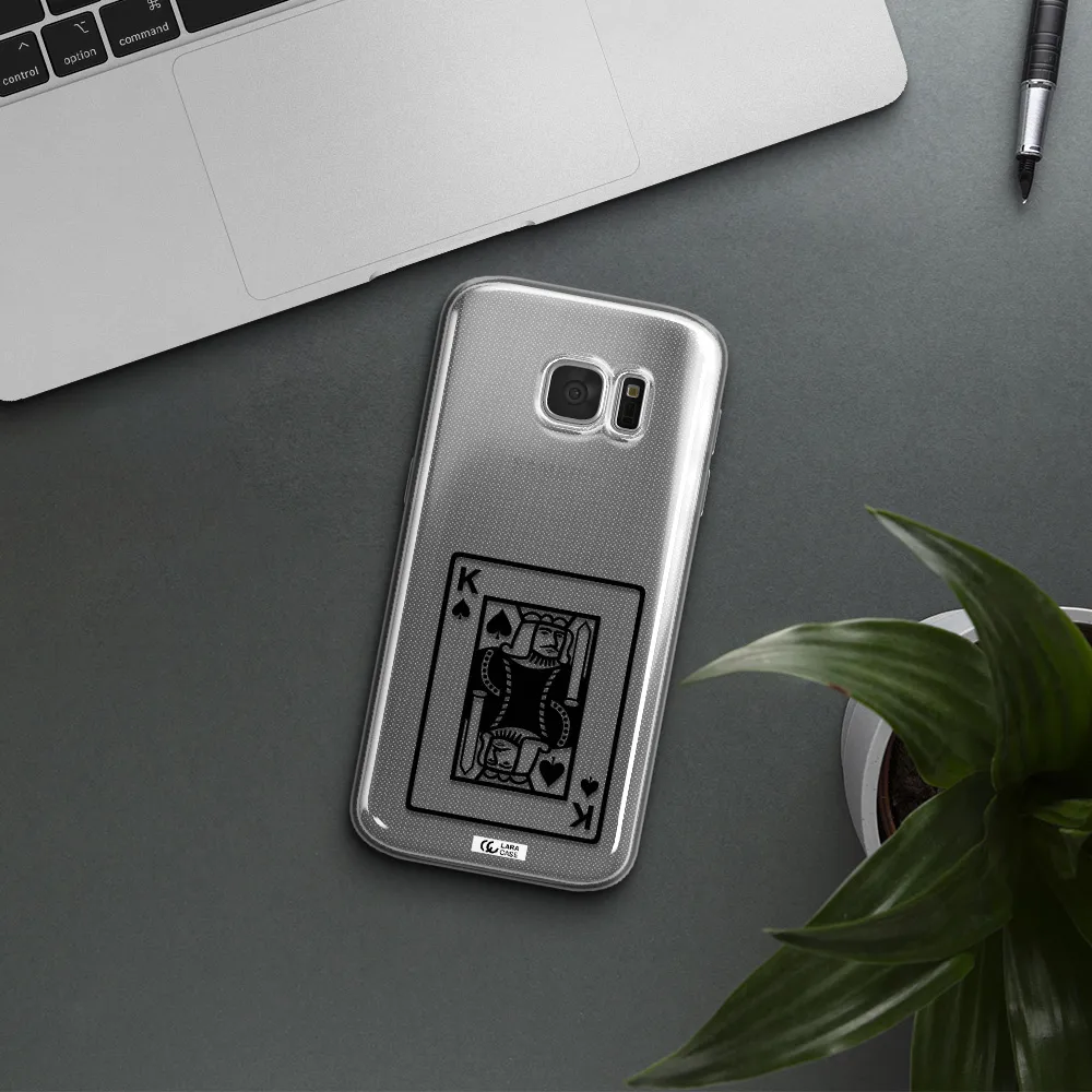a black and white card with a man in a crown Samsung S 7 Clear TPU Case