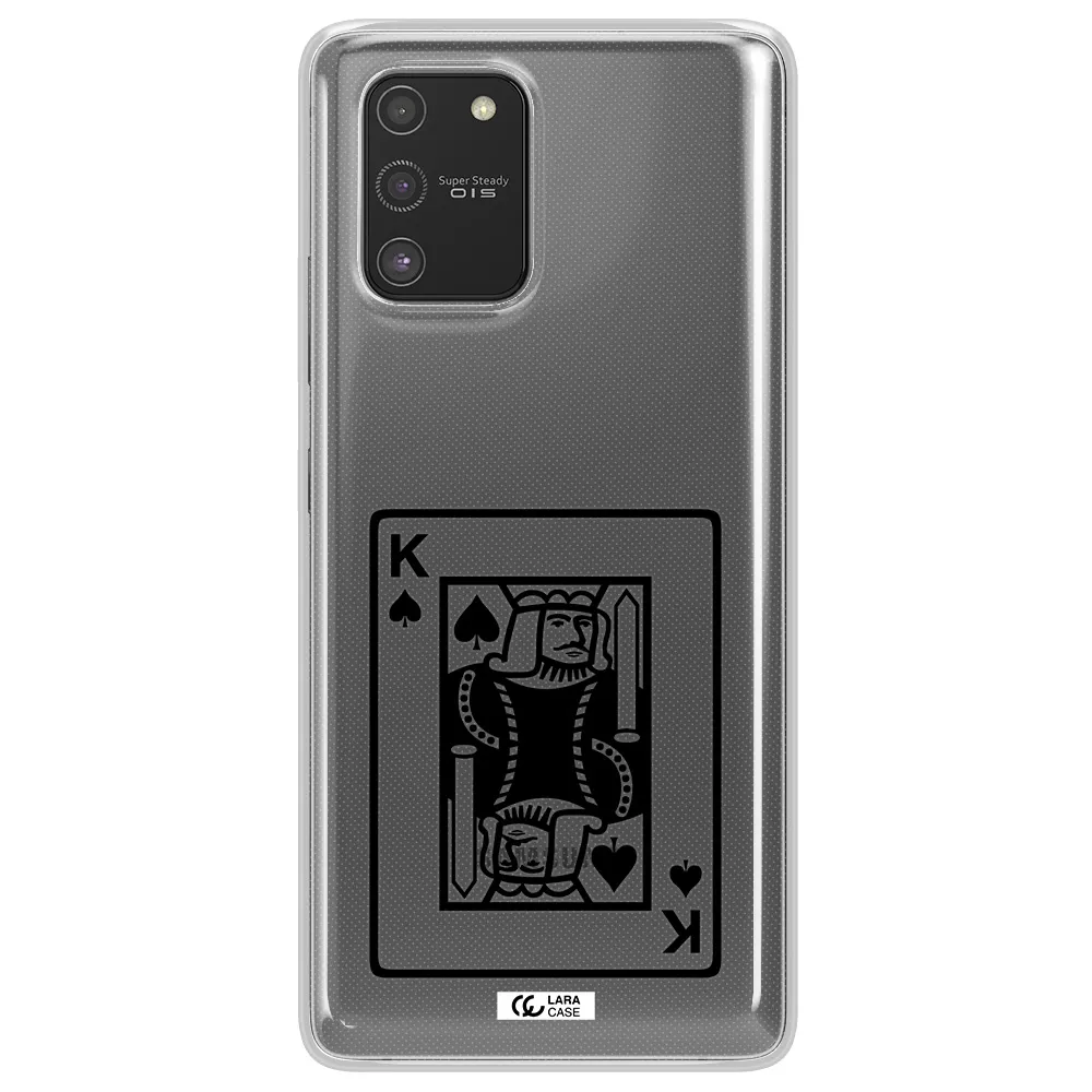a black and white card with a man in a crown Samsung S10 Lite Clear TPU Case