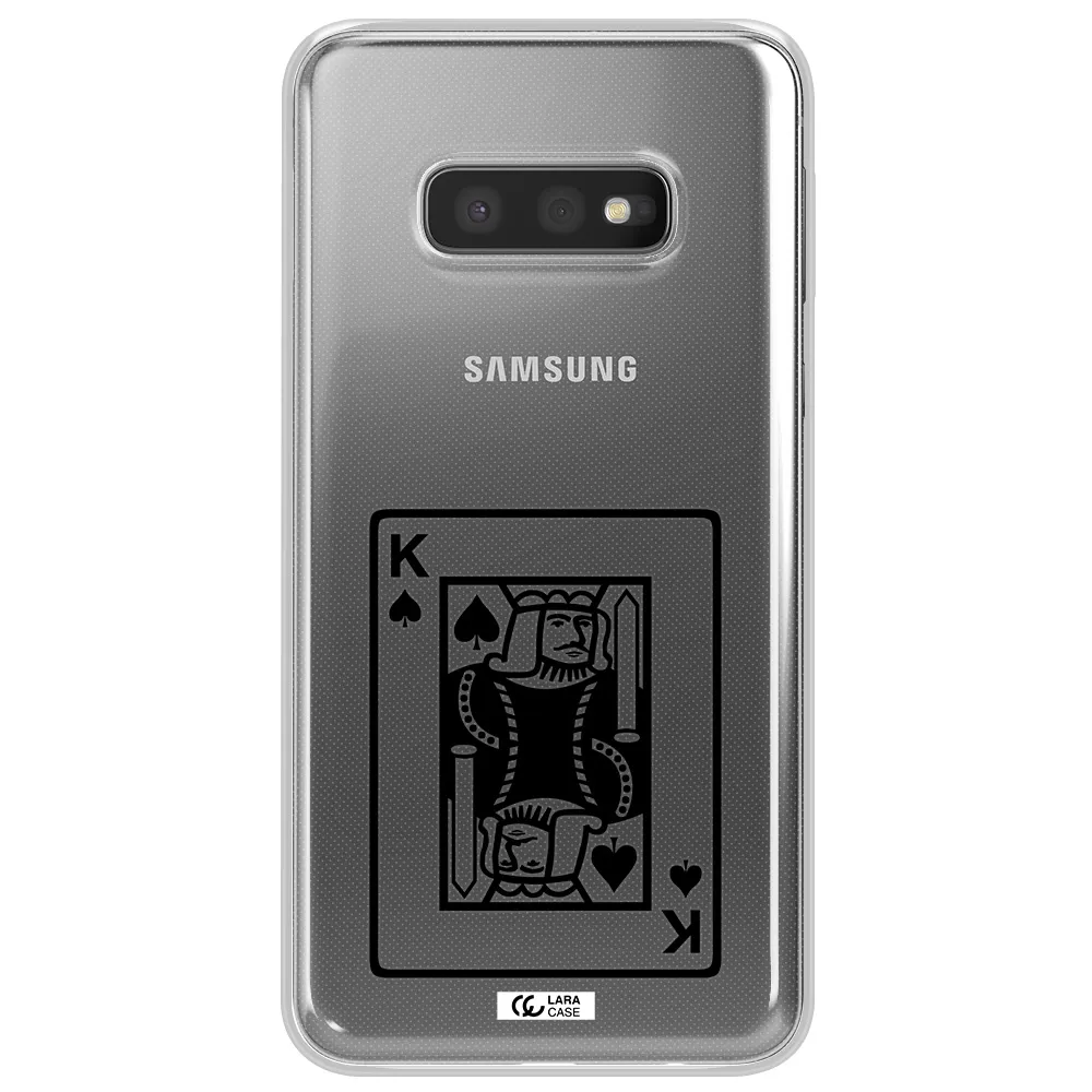 a black and white card with a man in a crown Samsung S10e Clear TPU Case